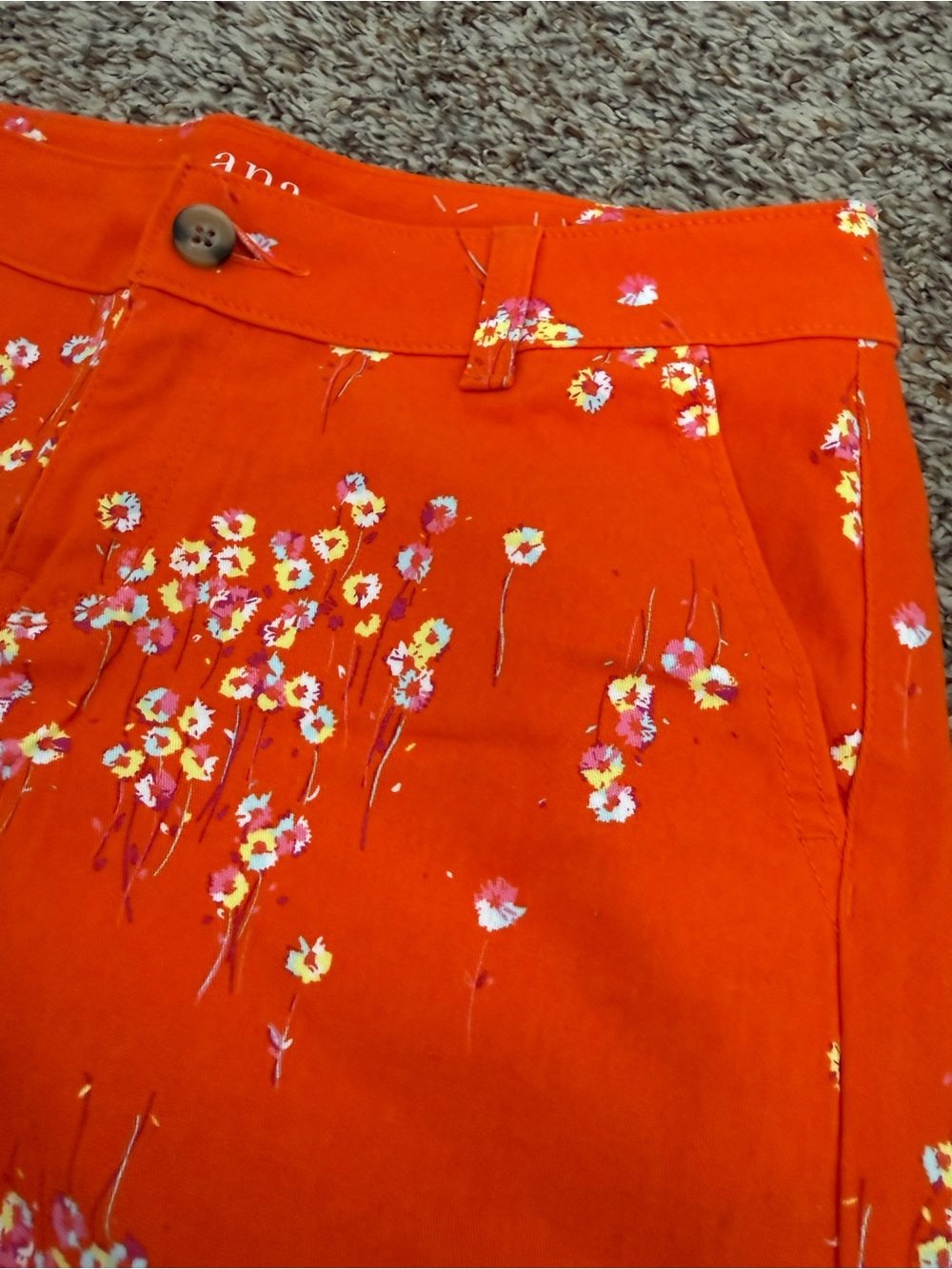 a.n.a Bright Orange Floral Cotton Bermuda Shorts - Picture 2 of 5